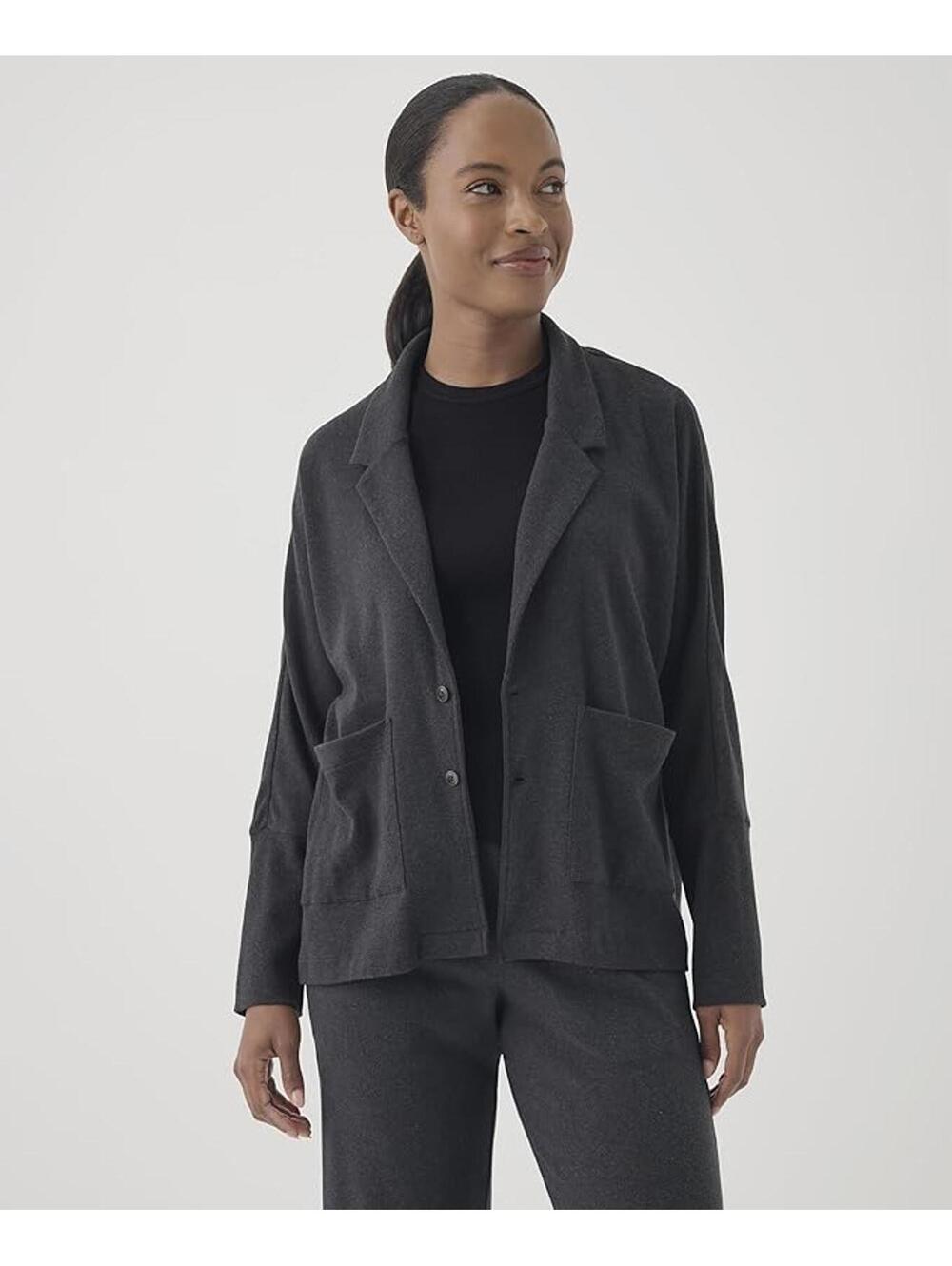 Pact Organic Cotton Relaxed Blazer Charcoal Knit Patch Pockets 3XL Plus